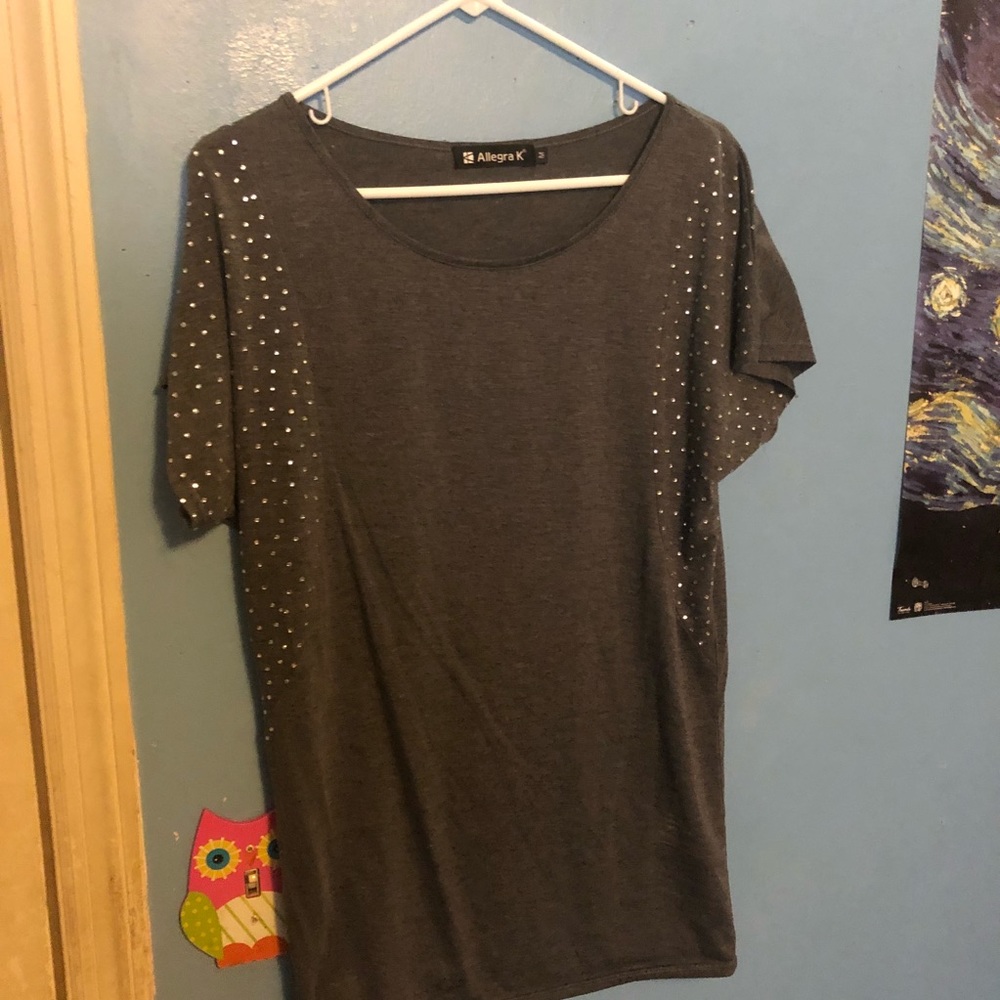 Allegra K Sequined Tunic Shirt